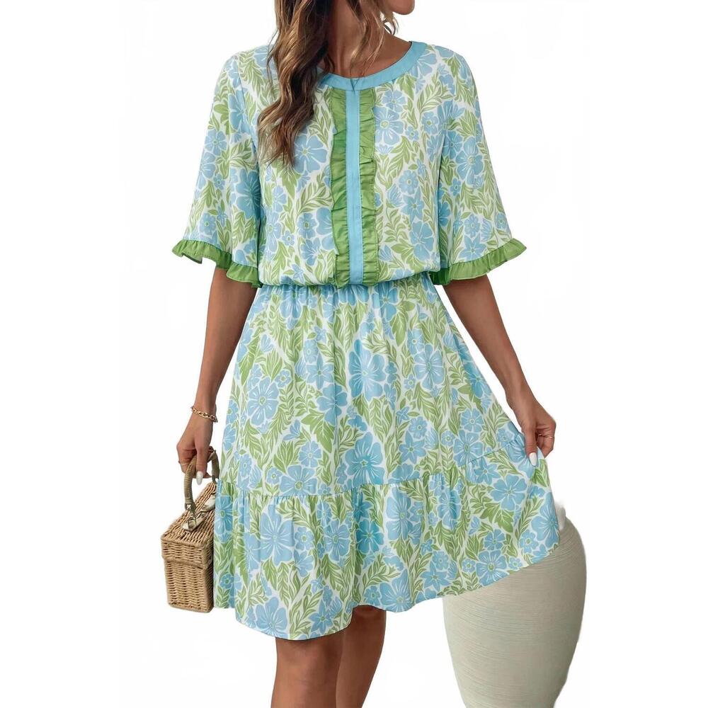 NEW UNISHE floral mini dress in sky blue